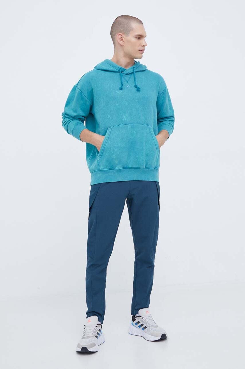 Штани adidas чоловічі колір бірюзовий облягаюче
