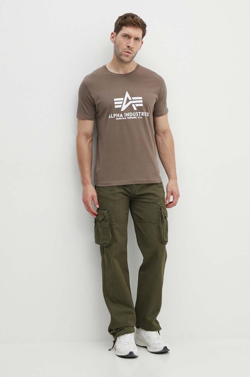 Бавовняні штани Alpha Industries колір зелений пряме