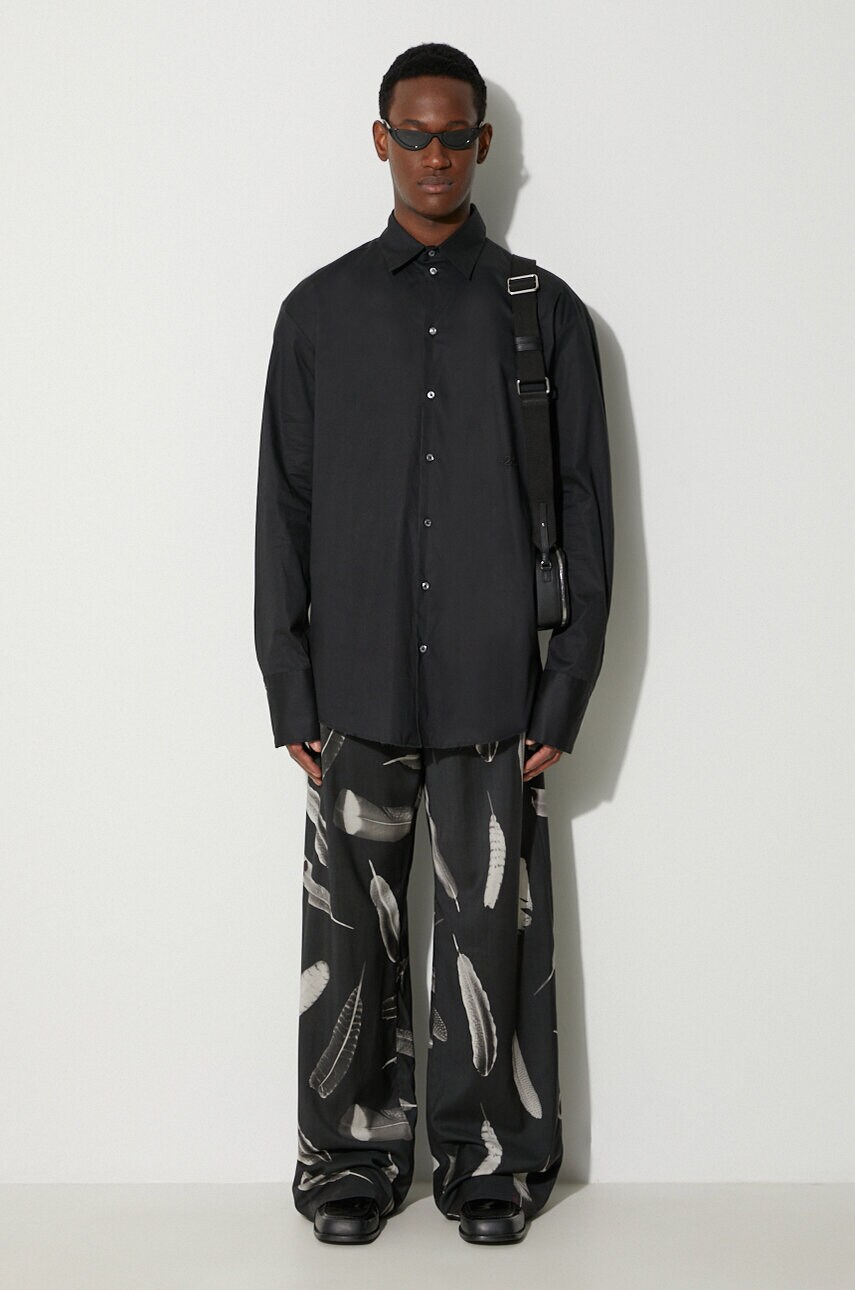 Вовняні штани Marcelo Burlon Aop Wind Feathers колір чорний прямі