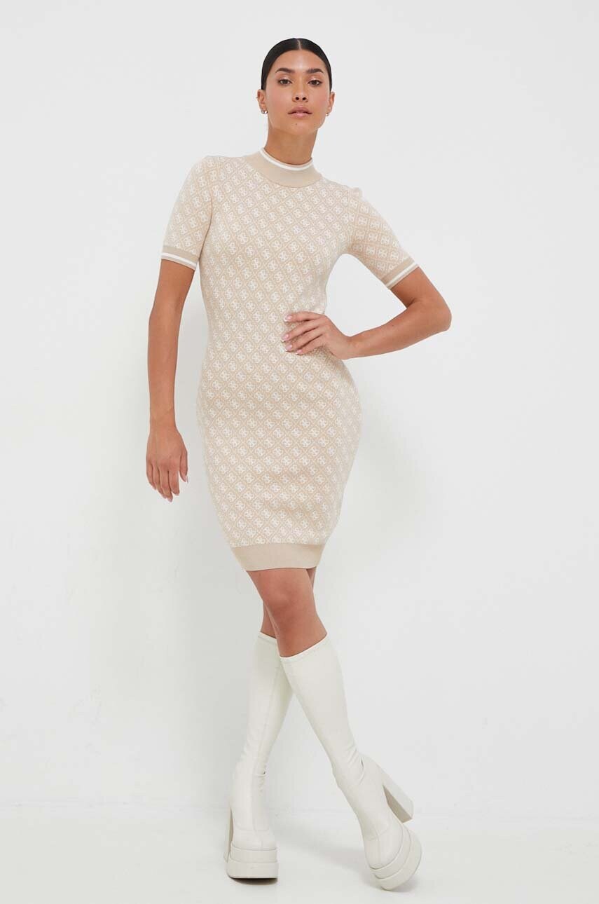Сукня Guess колір бежевий mini облягаюча