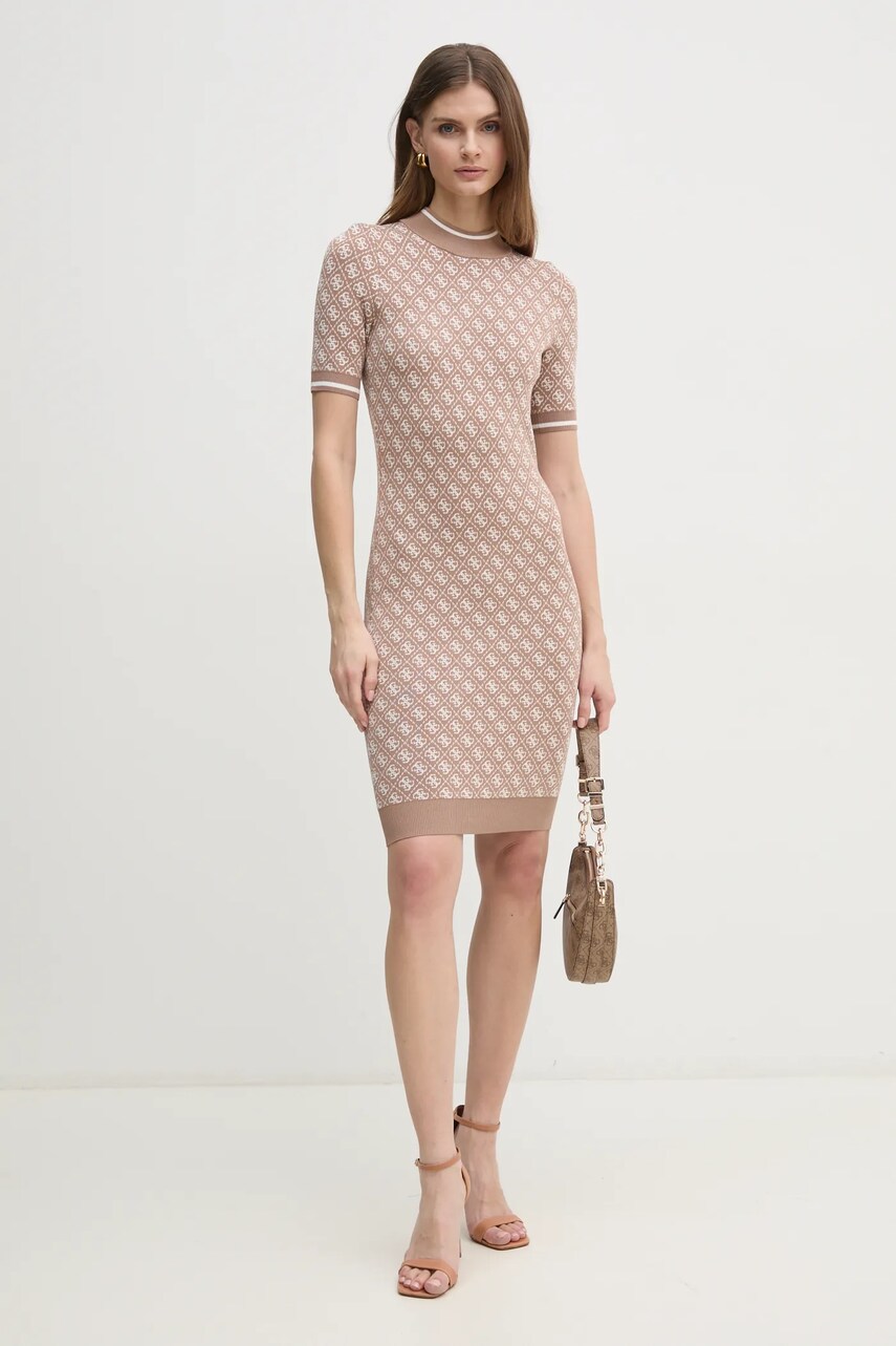 Сукня Guess колір бежевий mini облягаюча