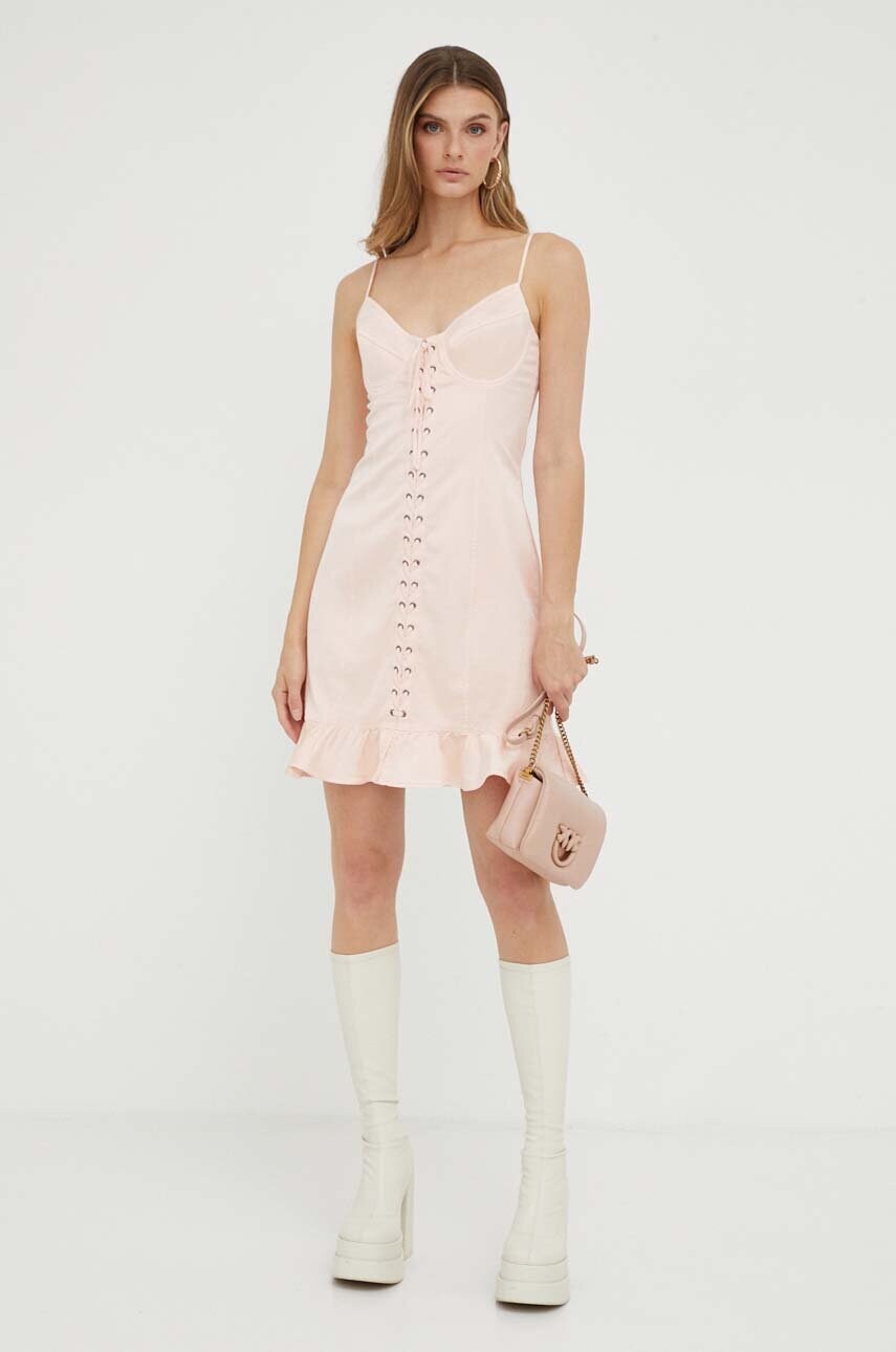 Сукня Guess колір рожевий mini пряма