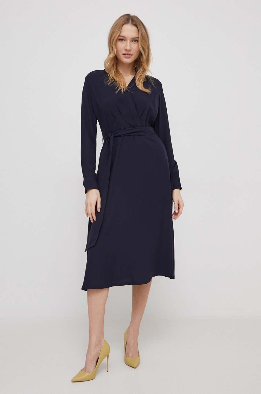 Сукня Lauren Ralph Lauren колір синій midi розкльошена