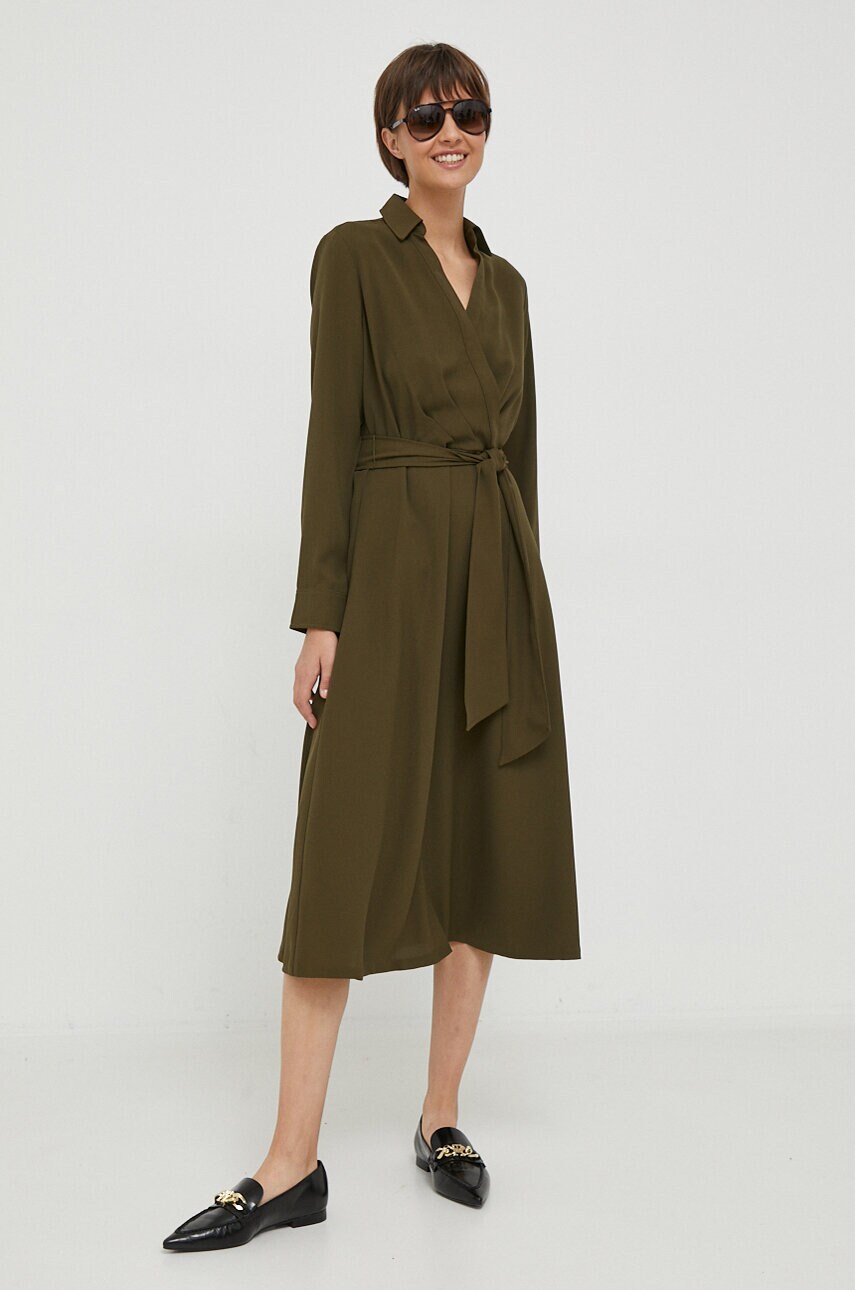 Сукня Lauren Ralph Lauren колір зелений midi розкльошена