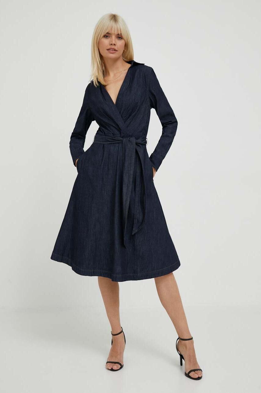 Джинсова сукня Lauren Ralph Lauren колір синій mini розкльошена
