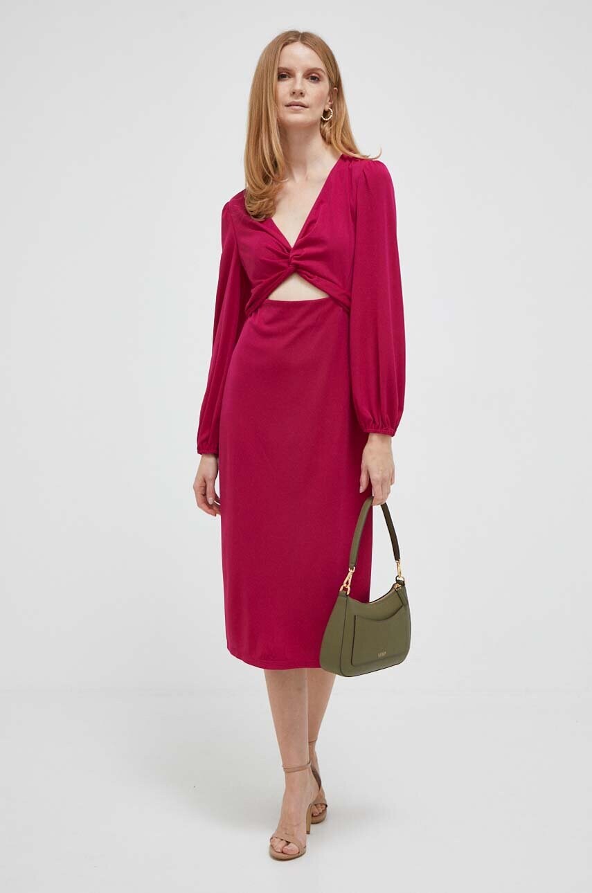 Сукня Lauren Ralph Lauren колір рожевий midi пряма