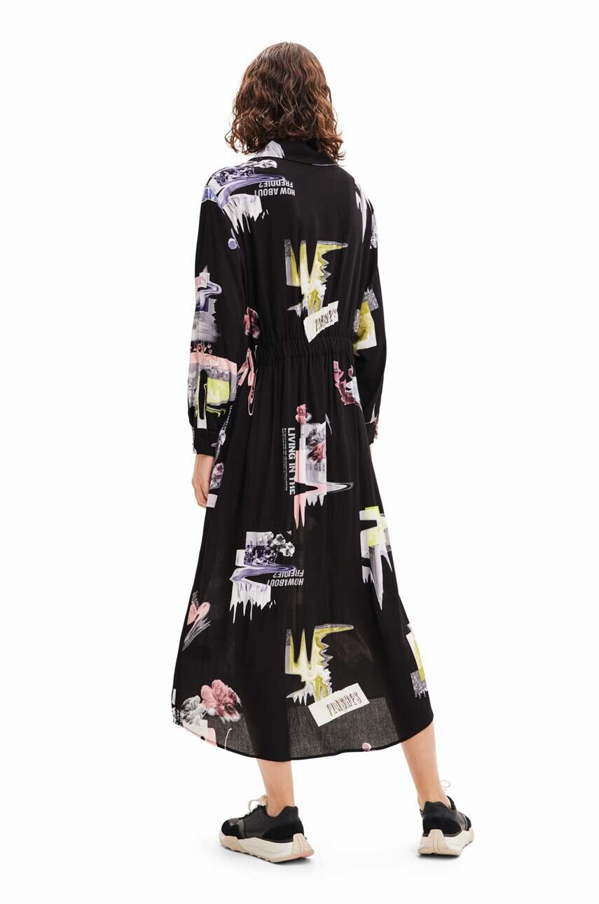Сукня Desigual колір чорний midi пряма