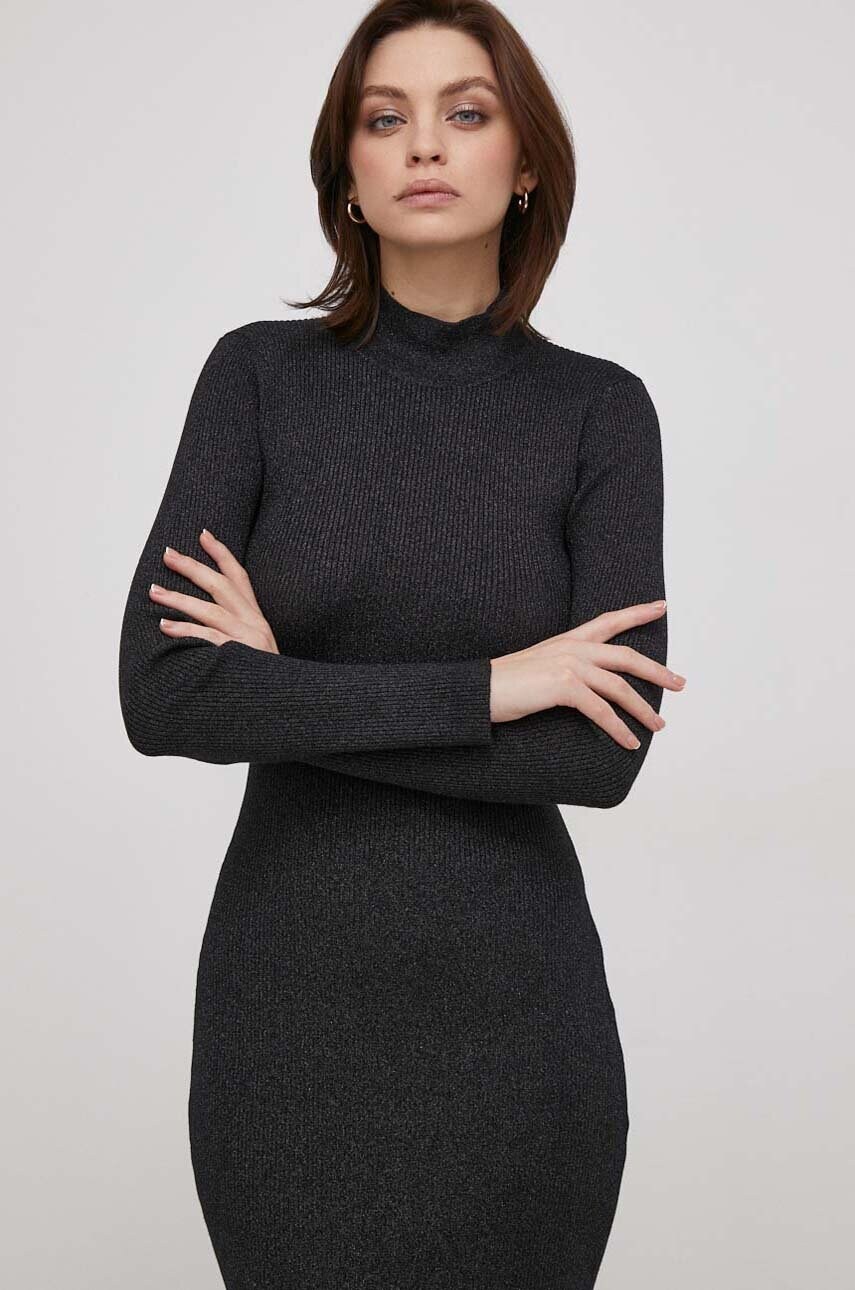 Купити Сукня United Colors of Benetton колір чорний midi облягаюча – головне зображення