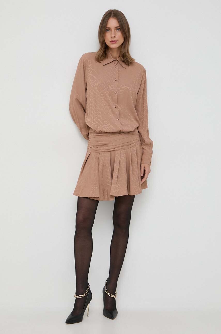 Сукня з домішкою шовку Pinko колір бежевий mini oversize