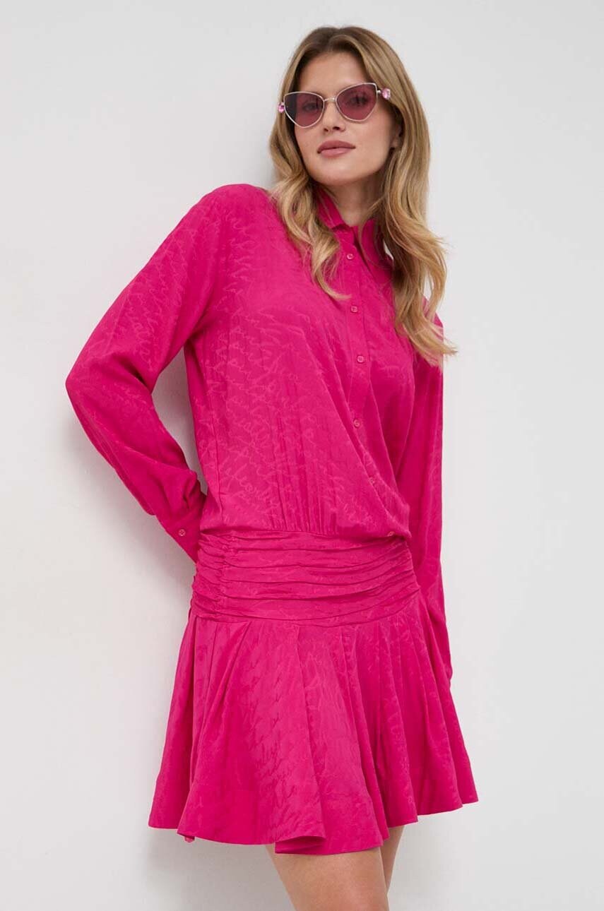 Сукня з домішкою шовку Pinko колір фіолетовий mini oversize