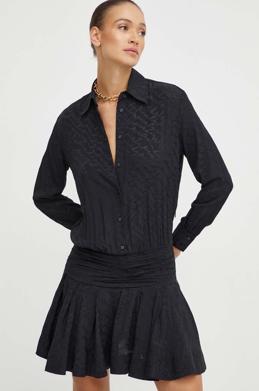 Сукня з домішкою шовку Pinko колір чорний mini oversize