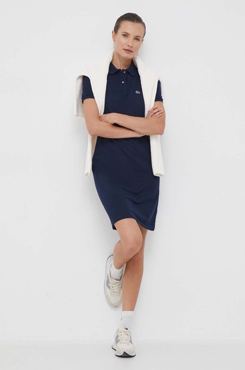 Бавовняна сукня Lacoste колір синій mini пряма