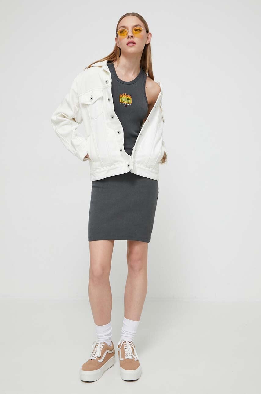 Купити Сукня Tommy Jeans колір сірий mini облягаюча – головне зображення