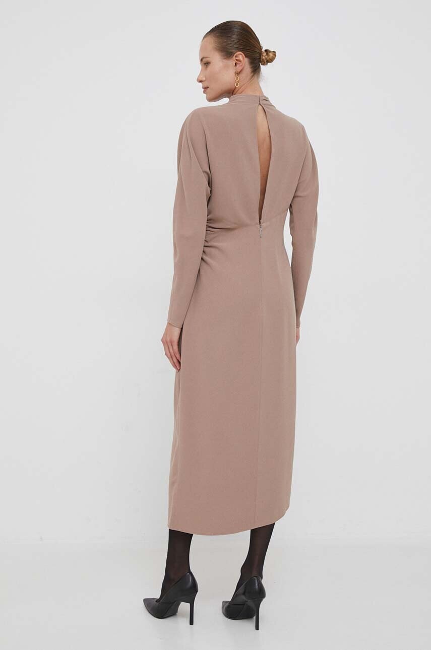 Сукня Calvin Klein колір бежевий maxi розкльошена