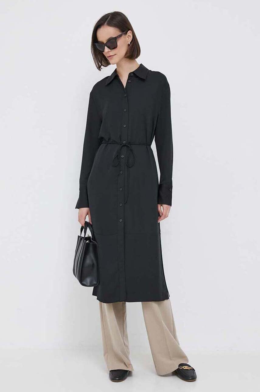 Сукня Calvin Klein колір чорний midi розкльошена
