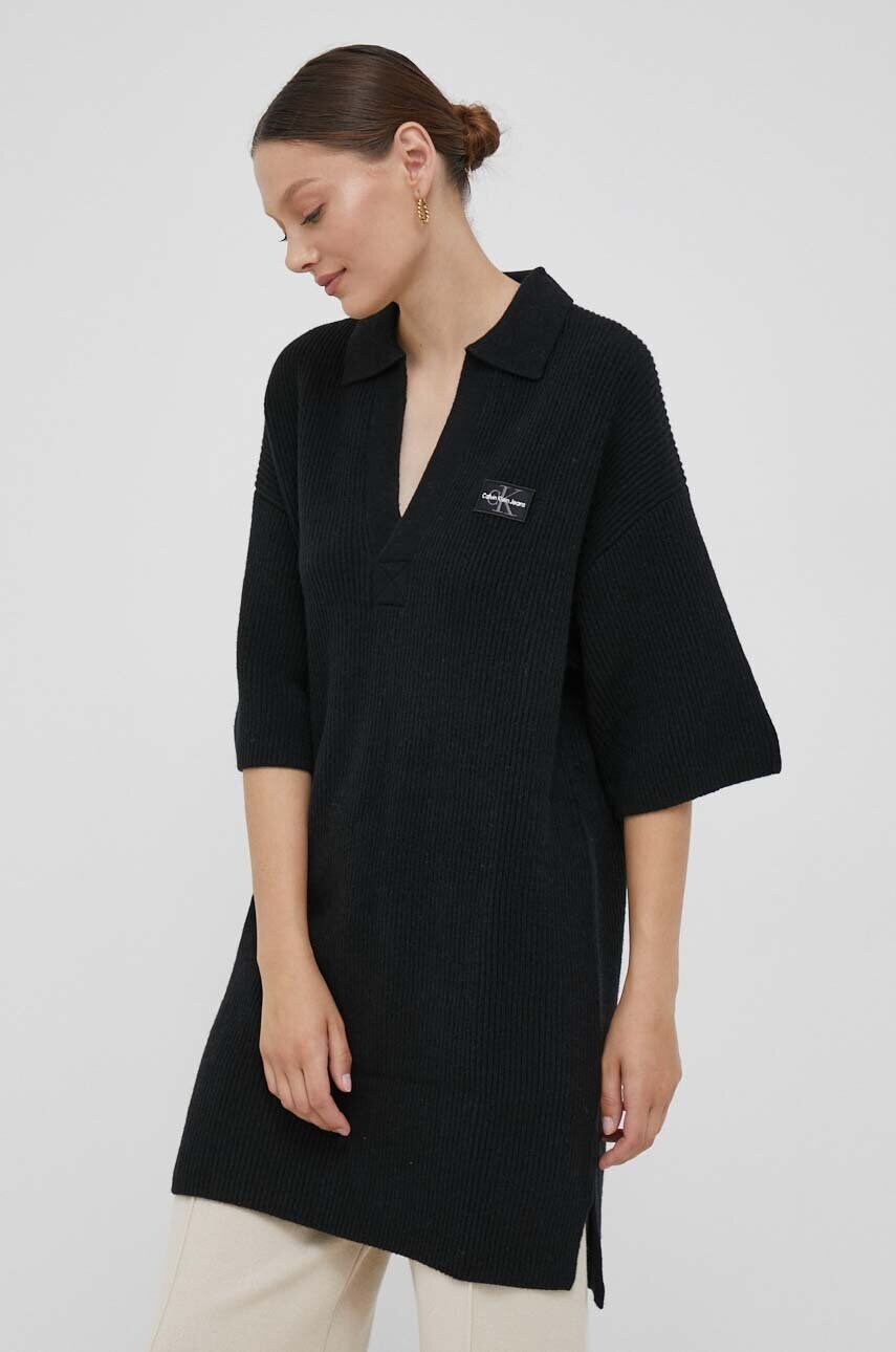 Вовняна сукня Calvin Klein Jeans колір чорний mini oversize