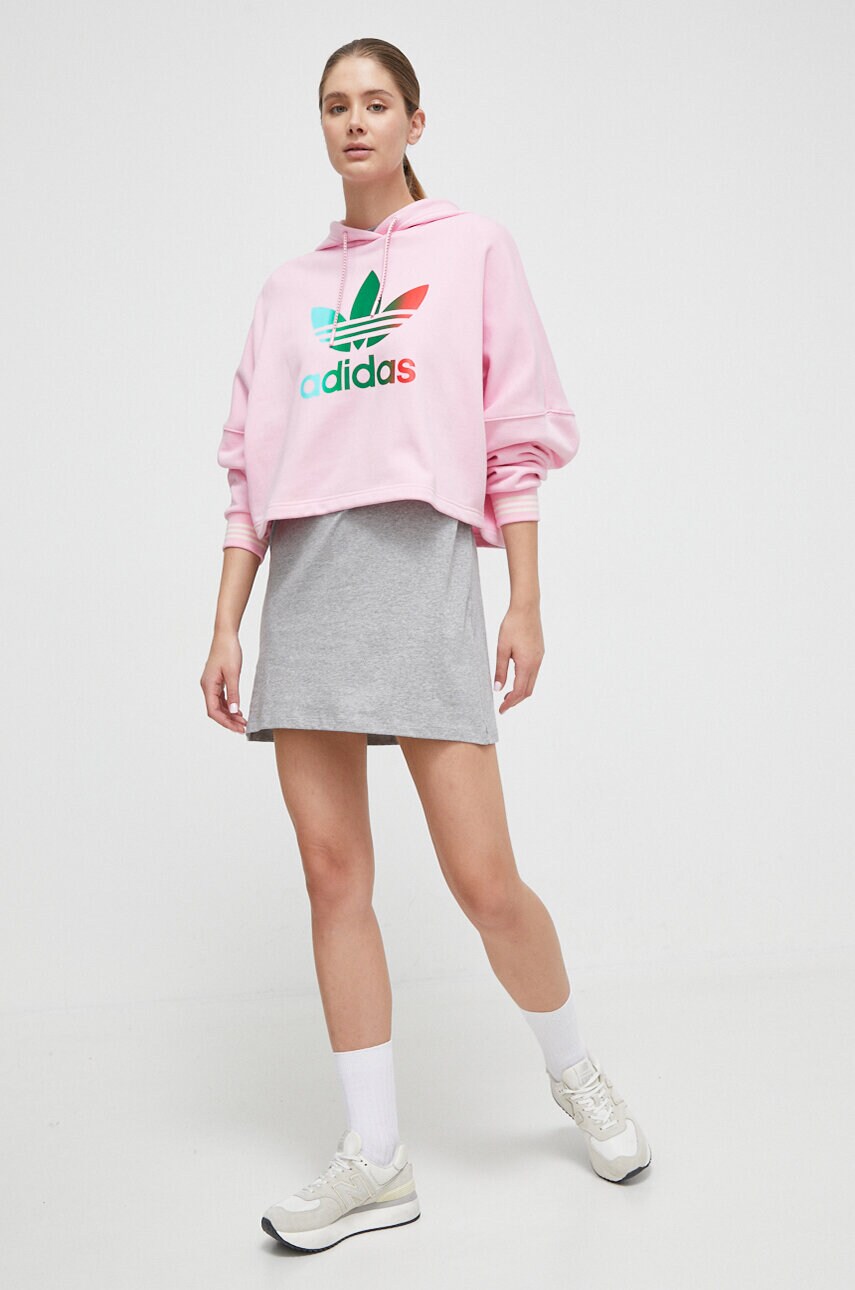 Бавовняна сукня Reebok колір сірий mini пряма