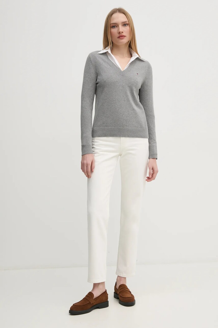 Светр Tommy Hilfiger жіночий колір сірий легкий WW0WW40098
