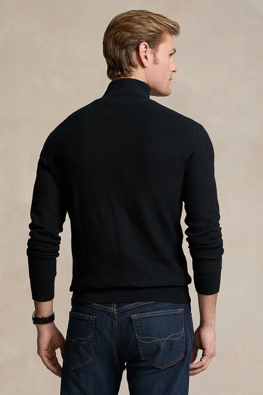 Бавовняний светр Polo Ralph Lauren колір чорний легкий півгольф 710932304