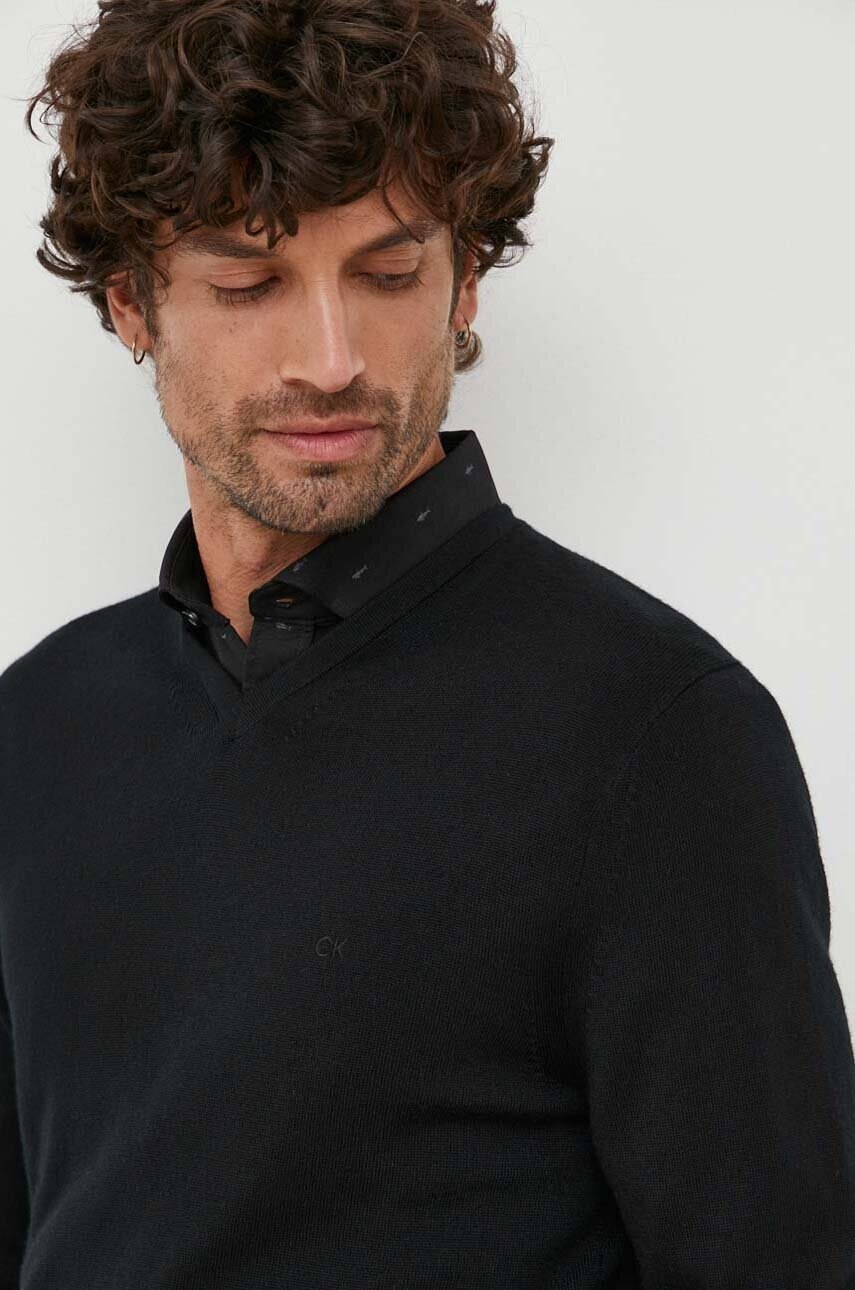 Вовняний светр Calvin Klein чоловічий колір чорний легкий