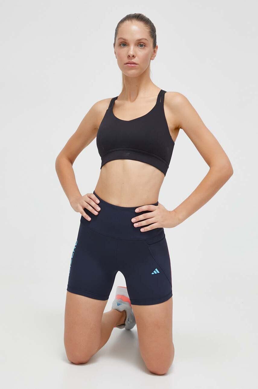 Шорти для бігу adidas Performance Adizero Lite колір синій з принтом висока посадка