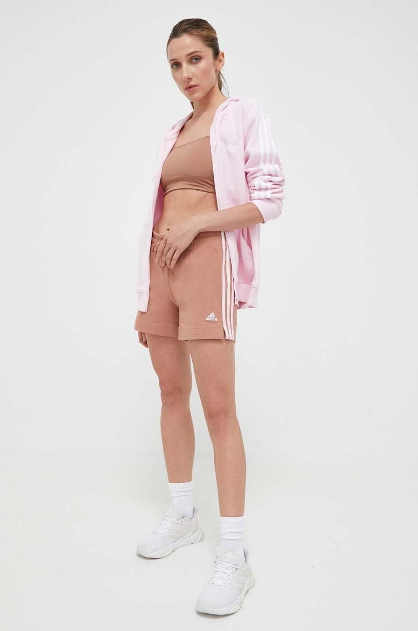 Шорти adidas жіночі колір помаранчевий з аплікацією середня посадка