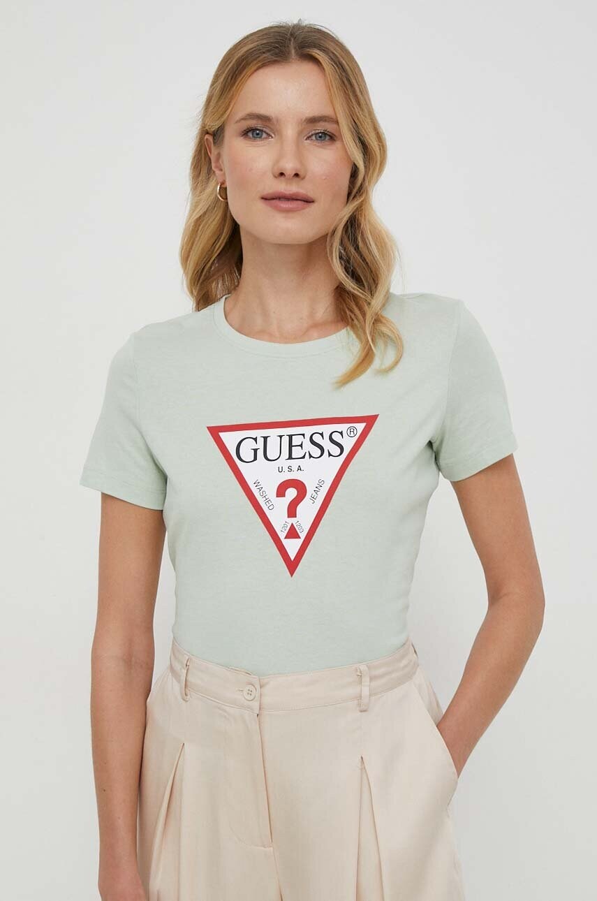 Бавовняна футболка Guess колір зелений