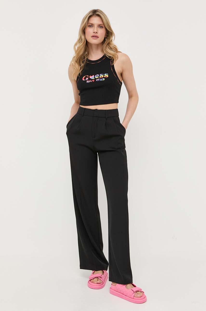 Бавовняний топ Guess колір чорний