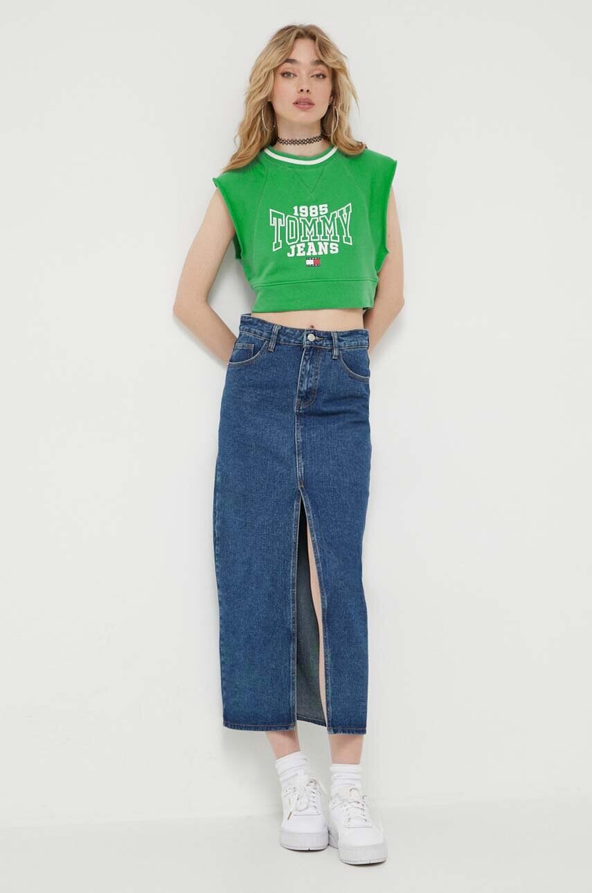 Топ Tommy Jeans жіночий колір зелений