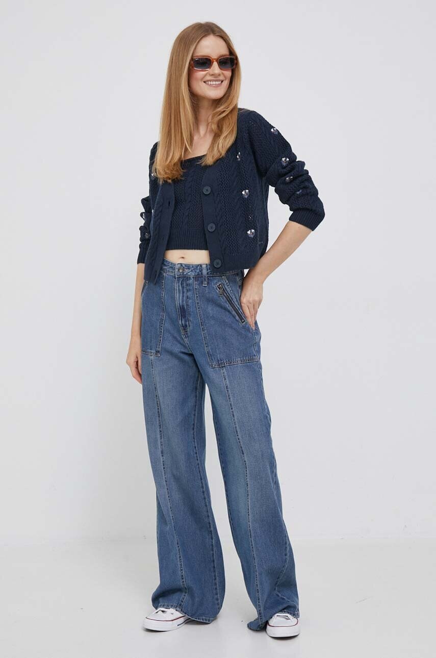 Топ з домішкою вовни Pepe Jeans Emalynn колір синій