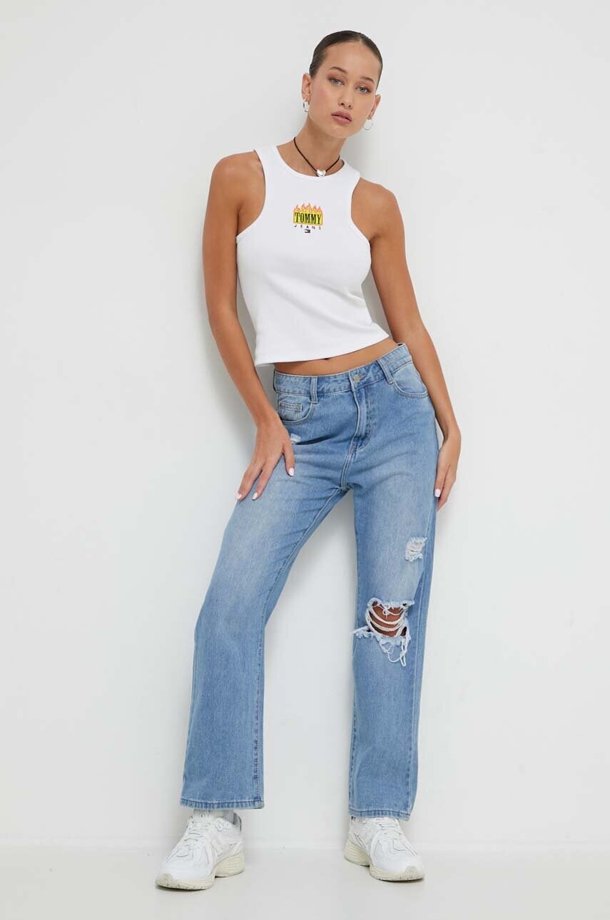 Топ Tommy Jeans жіночий колір білий
