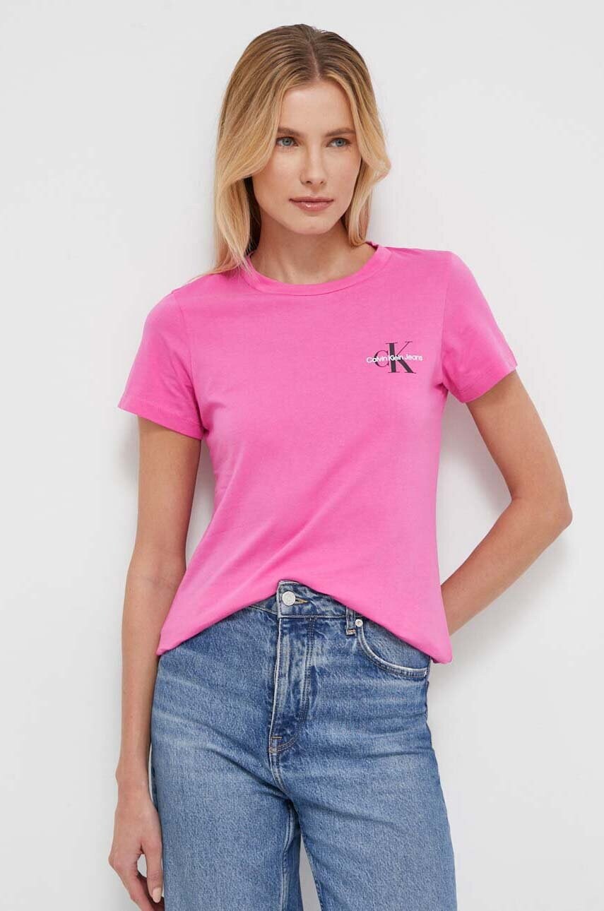 Бавовняна футболка Calvin Klein Jeans 2-pack жіночий колір рожевий
