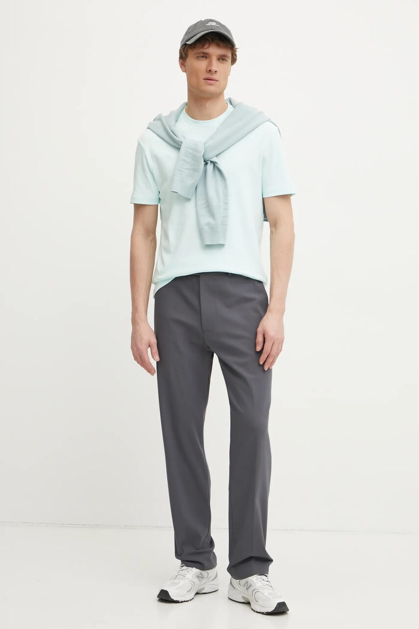 Бавовняна футболка Calvin Klein чоловіча колір бірюзовий однотонна K10K109894