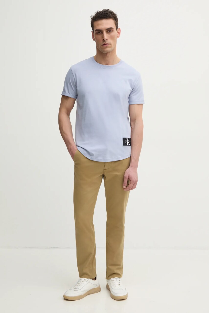 Бавовняна футболка Calvin Klein Jeans чоловіча колір фіолетовий з аплікацією J30J323482
