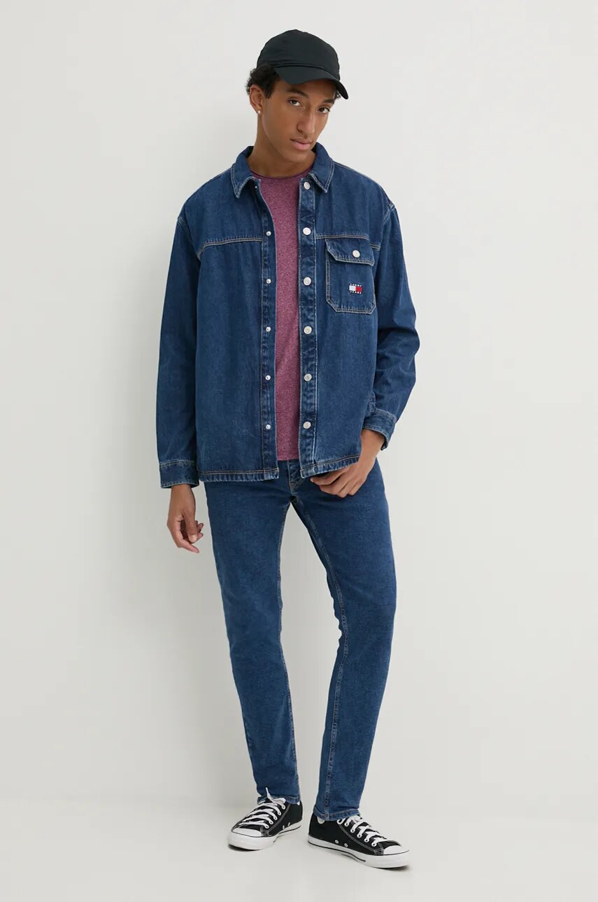 Футболка Tommy Jeans чоловічий колір бордовий меланж