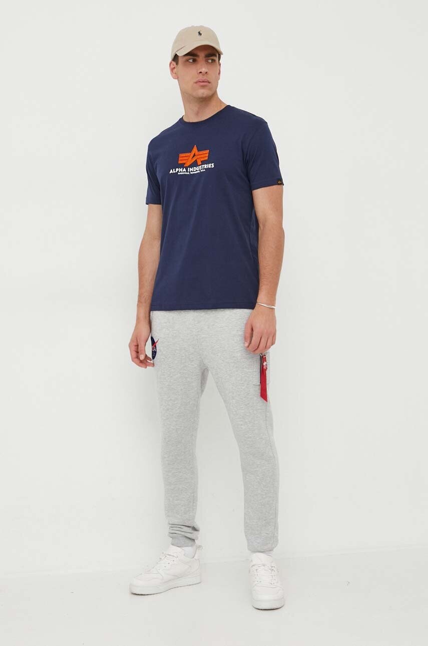 Бавовняна футболка Alpha Industries колір синій з аплікацією