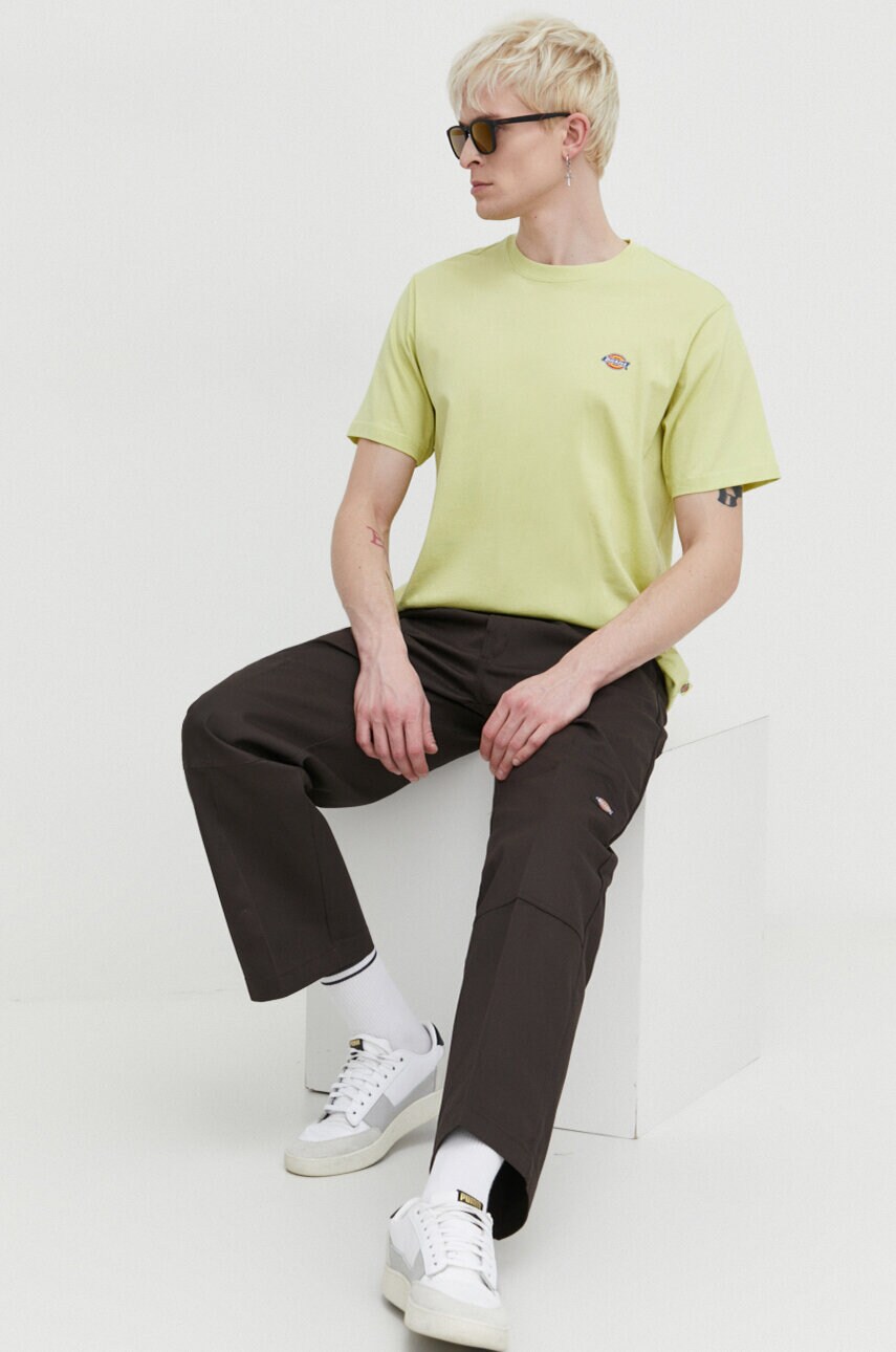 Бавовняна футболка Dickies чоловічий колір бежевий з принтом