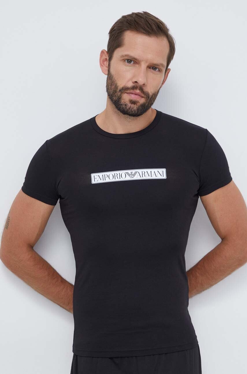 Футболка лаунж Emporio Armani Underwear колір чорний з принтом