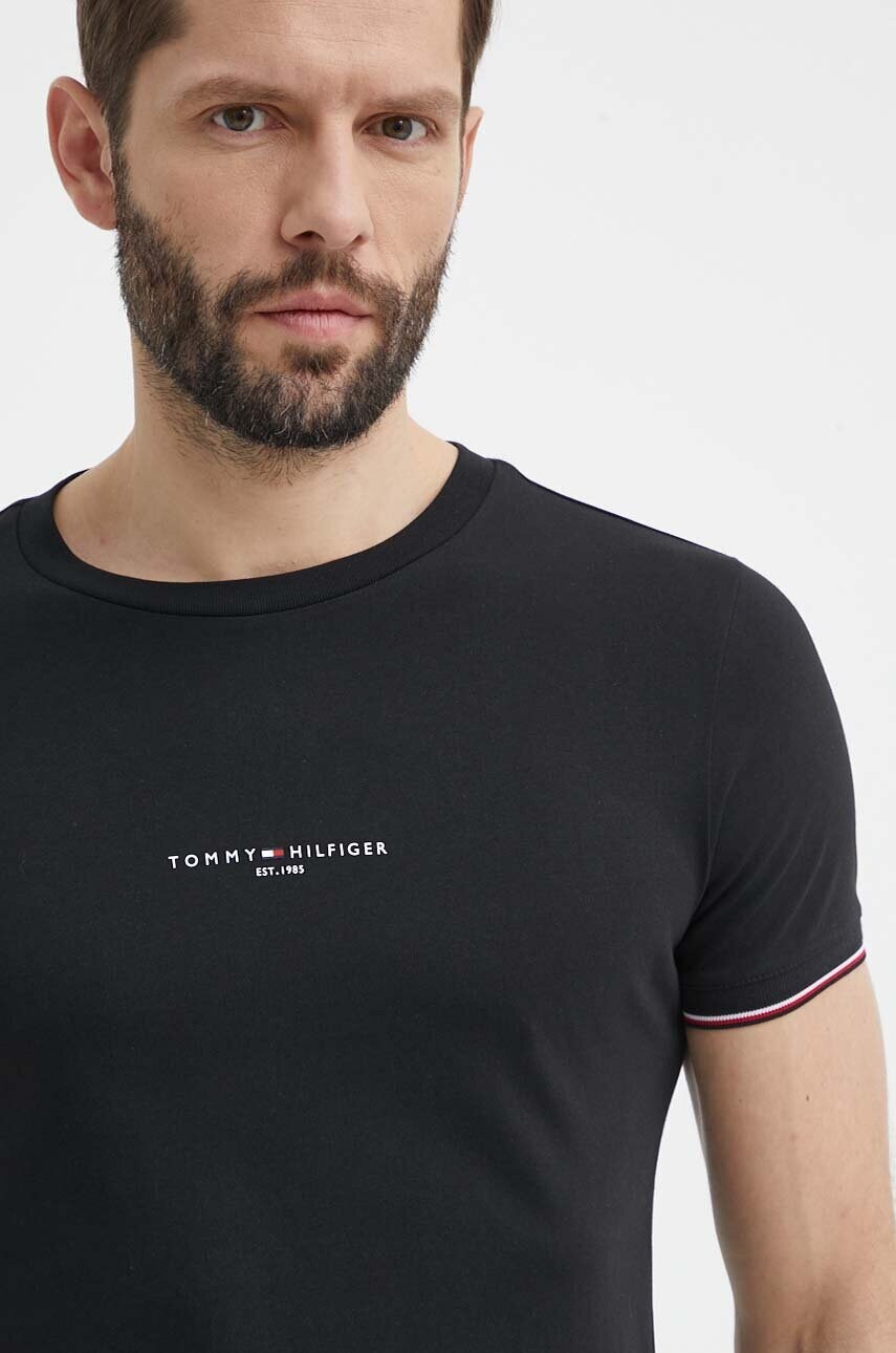 Бавовняна футболка Tommy Hilfiger чоловічий колір синій з аплікацією
