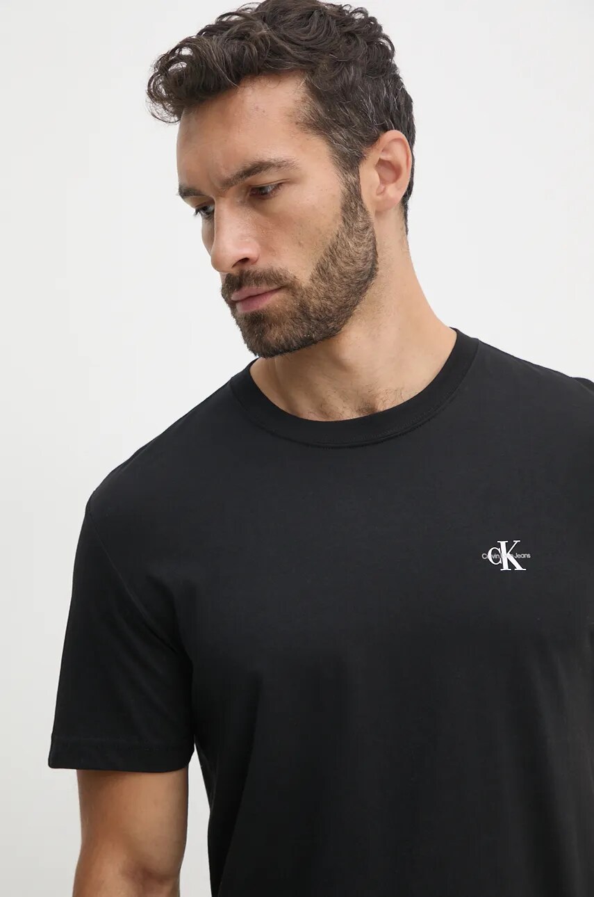 Бавовняна футболка Calvin Klein Jeans 2-pack колір чорний однотонний