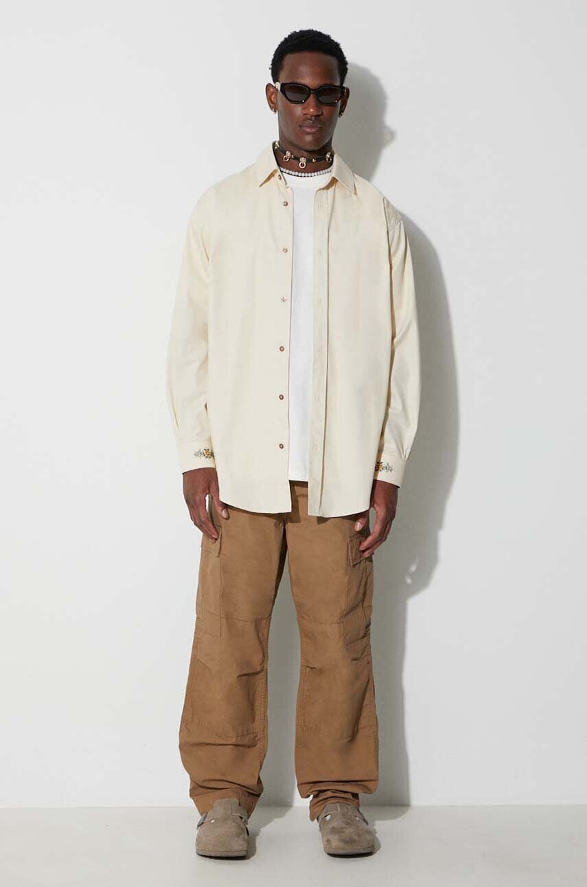Бавовняна футболка Norse Projects Johannes Organic Chain Stitch колір бежевий з аплікацією N01-0648-0957