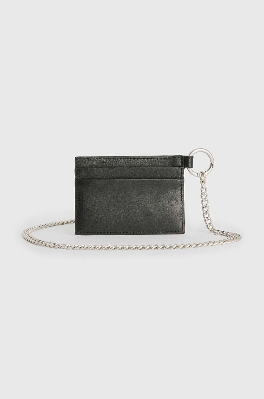 Шкіряний чохол на банківські карти AllSaints MAKOTO CHAIN CARD HO колір чорний M169XB