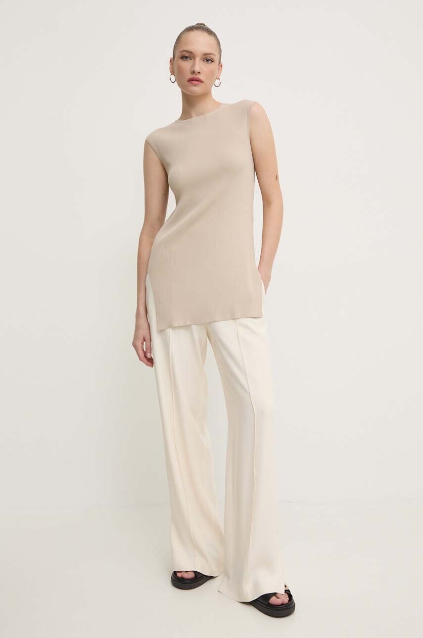Блузка Max Mara Leisure жіноча колір бежевий однотонна 2426366027600