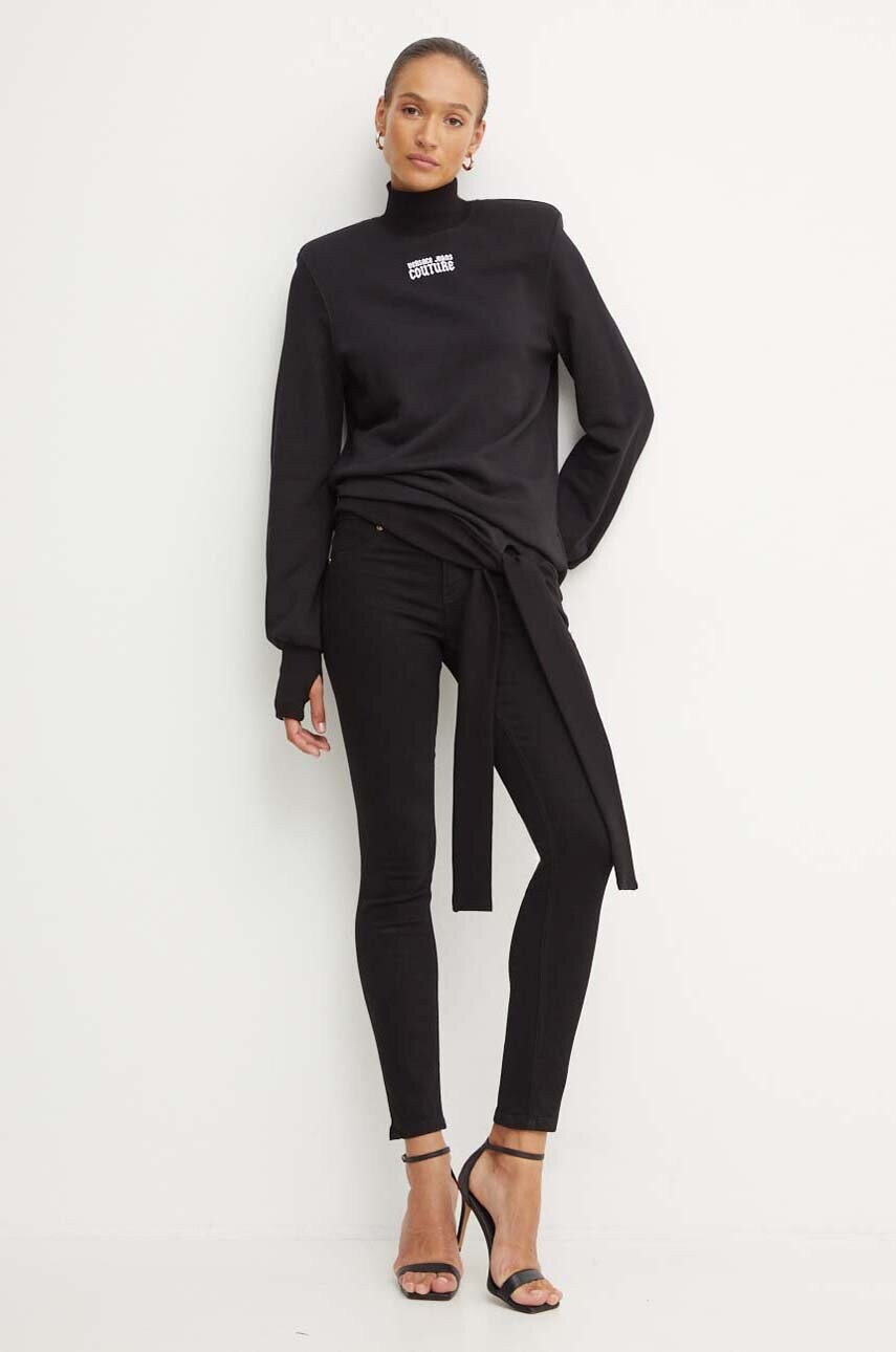 Бавовняна кофта Versace Jeans Couture жіноча колір чорний з аплікацією 77HAO972 F0010