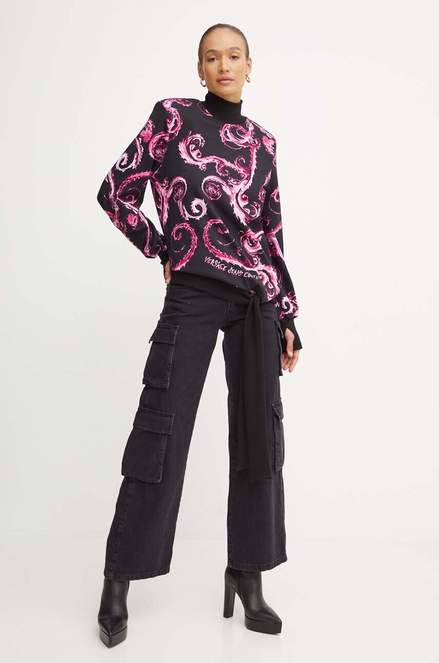 Бавовняна кофта Versace Jeans Couture жіноча колір чорний візерунок 77HAO9A2 FS171
