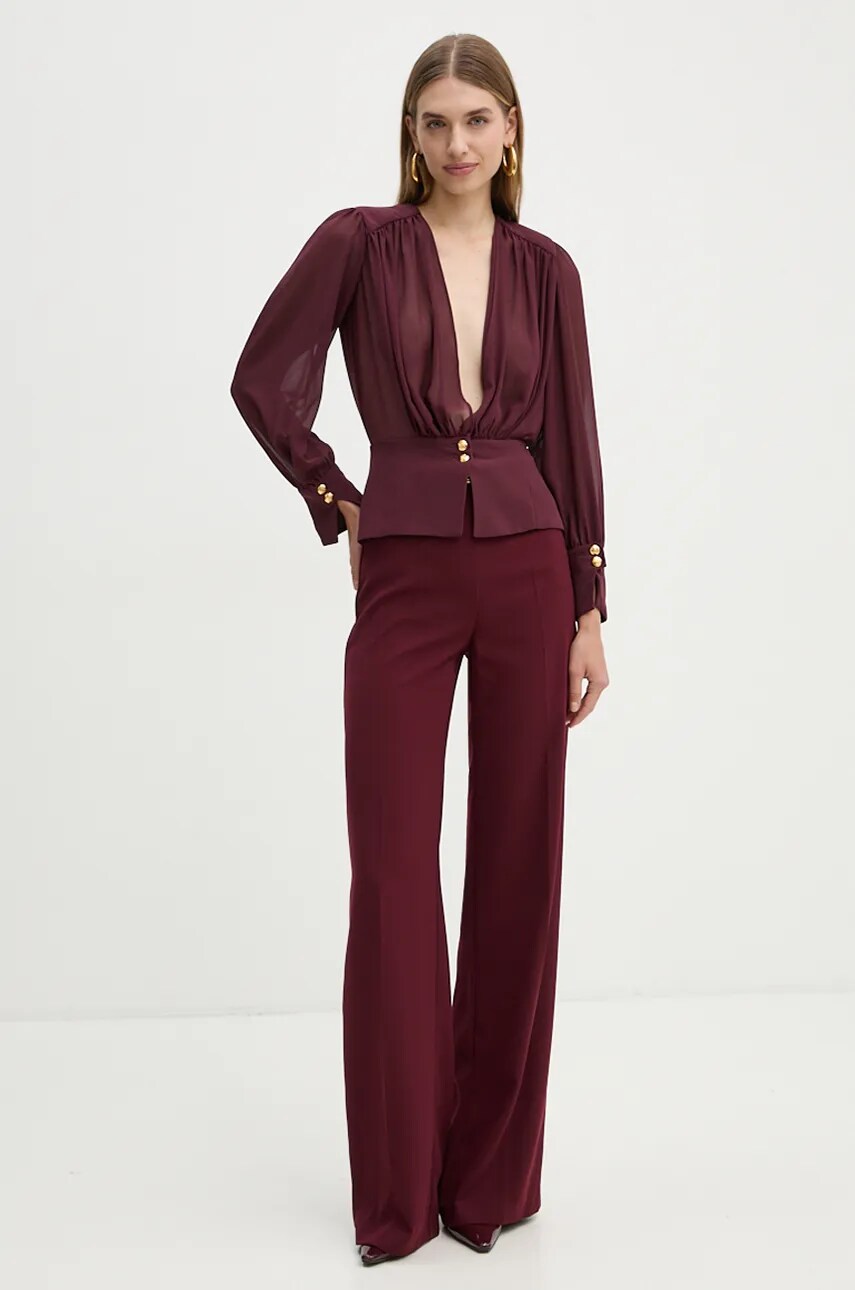 Купити Сорочка Elisabetta Franchi жіноча колір бордовий regular CA07947E2 – головне зображення