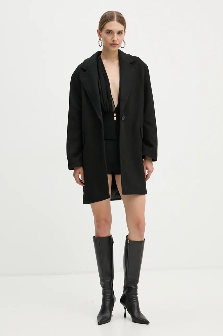 Сорочка Elisabetta Franchi жіноча колір чорний regular CA07947E2