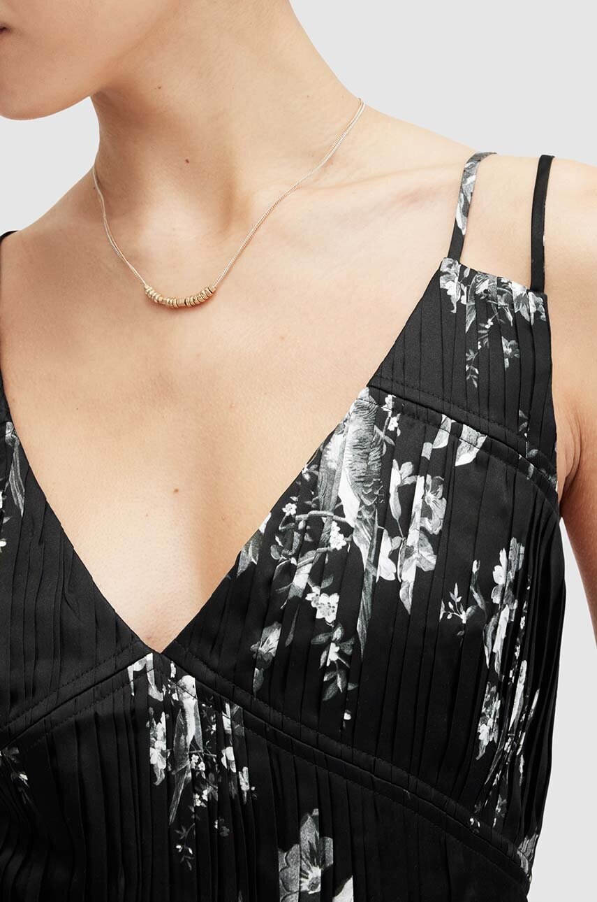 Сорочка з шовком AllSaints TONI IONA SHIRT колір чорний regular в'язане декольте W001PA