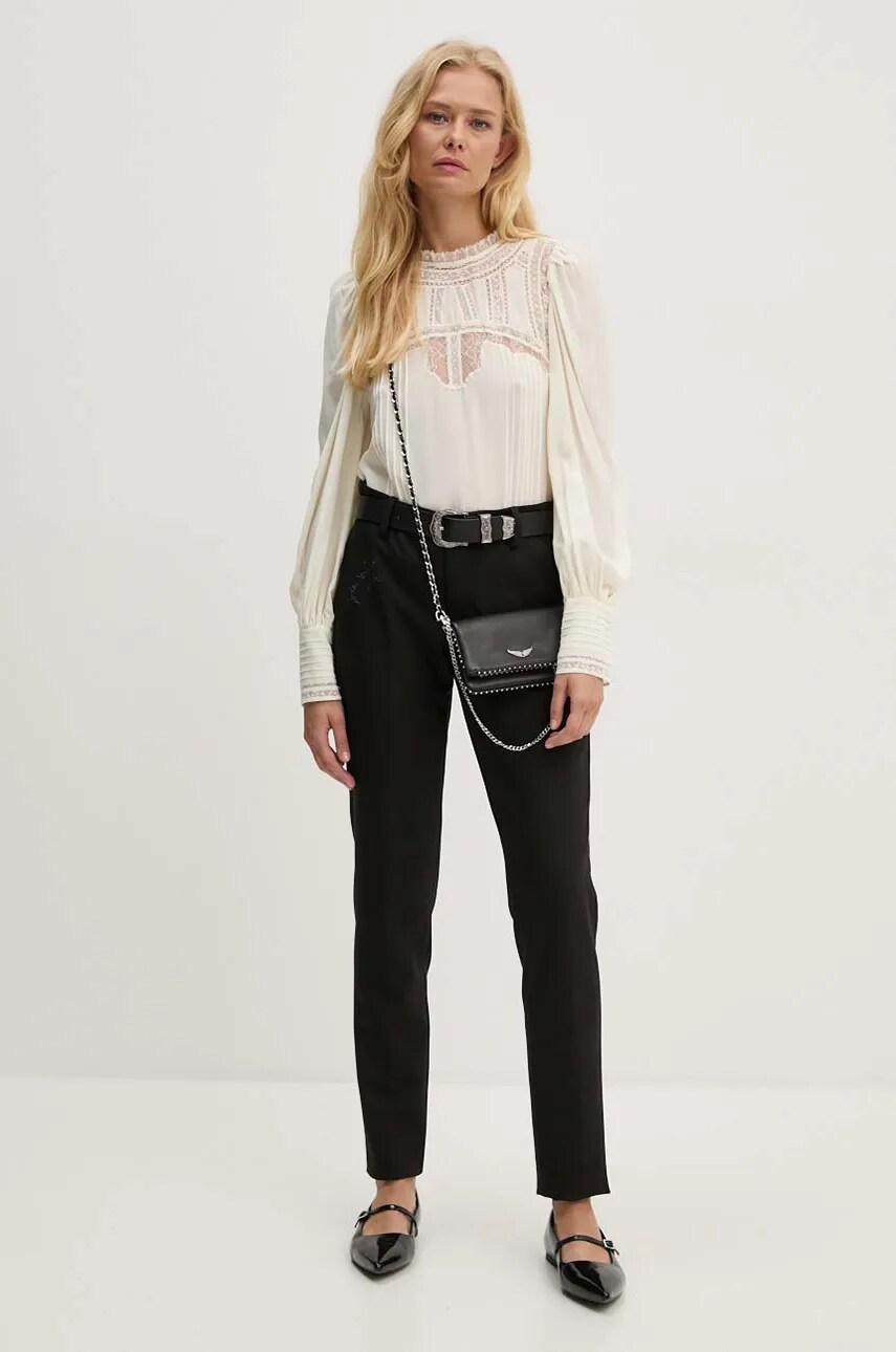 Шовкова блузка ZADIG&VOLTAIRE колір бежевий однотонна WWSH00585