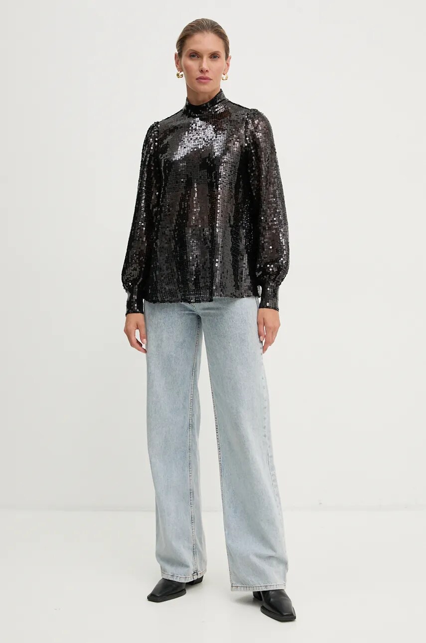 Блузка AllSaints жіноча колір чорний однотонна W032PB